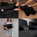 Bluzair Kocobluza kolor czarny, rozmiar oversize, 4w1 jako : komfortowa bluza, ciepły koc, miękki szlafrok i wygodna poduszka.