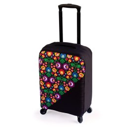 Pokrowiec ochronny na walizkę podrużną małą kabinową. Cover4case folk mocne ochronne etui na mały bagaż z kolorowym wzorem.