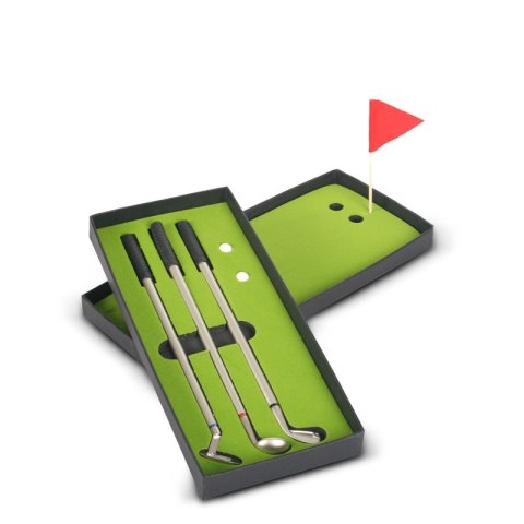 Długopisy golfisty deluxe, 3szt, stylizowane na kije golfowe plus pole do gry w mini golfa