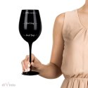 Gigantyczny czarny kieliszek na wino XXL z napisem "Who cares" Zmieścisz całą butelkę wina w tym kieliszku, na prezent dla niej.