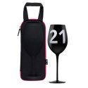 Gigantyczny czarny kieliszek na wino marki diVinto - szklany kielich z napisem, prezent na 21 urodziny (pojemność 870 ml)