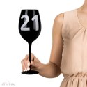 Gigantyczny czarny kieliszek na wino marki diVinto - szklany kielich z napisem, prezent na 21 urodziny (pojemność 870 ml)