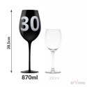 Gigantycznie wielki czarny kieliszek na wino, prezent na 30 urodziny marki diVinto (870ml) szklany kielich z napisem 30 rocznica