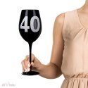 Gigantyczny czarny Kieliszek do wina marki diVinto kielich z napisem 40, prezent na czterdziestkę lub czterdziestą rocznicę.