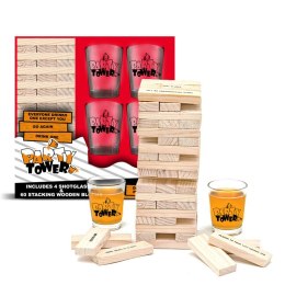 Imprezowa wieża (EN), gra zespołowa, drewniana wieża gra z drewnianych klocków, zabawne napisy, alko gra w wyzwanie po angielsku