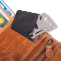 Karta przeżycia, multitools, multi narzędzie: otwieracz, śrubokręt, piłka... formatu karty kredytowej mieszczące się w portfelu.