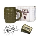 Kubek Granat, Gigantyczny 790ml, zielony porcelanowy garnuszek, prezent dla fana militarii, wojskowy kufel.