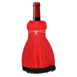 Lady diVinto kolor Czerwony, ubranko na butelkę wina, osłonka na butelkę na wino.