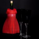 Lady diVinto kolor Czerwony, ubranko na butelkę wina, osłonka na butelkę na wino.