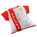 Poduszka ozdobna w kształcie koszulki sportowej z godłem Orłem w koronie i napisem Polska, "Poduszka Kibica"
